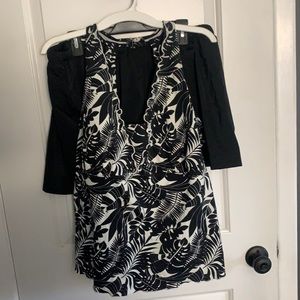 Black and White Tankini Set with Swim Skirt